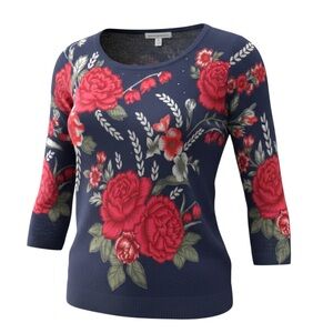 Emily Daniel’s sweater, size PM, acrylic, fine lightweight knit, for spring